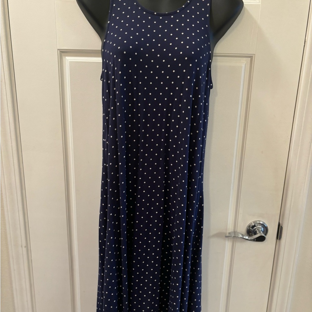 Navy Polka Dot Sleeveless Dress